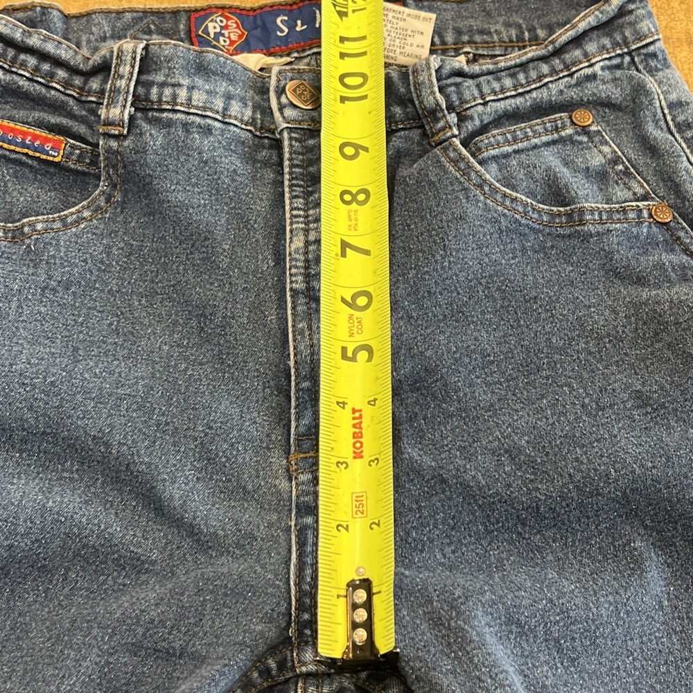 90s Vintage High Rise Posted Jeans 3/4 27X32 Medium Wash Slim Smooth Back - Picture 14 of 16